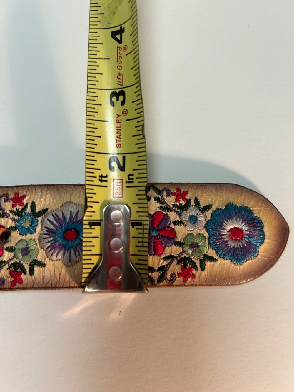Lucky Brand Tan Leather Belt with Multicolor Floral Embroidery - Picture 6 of 7